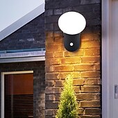 abordables luces de pared al aire libre-Sensor de movimiento de 12w, luz de pared para exteriores, control led, interruptor automático, reflector impermeable para exteriores, pasillo de jardín, terraza, puerta interior para exteriores,