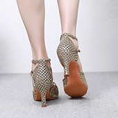 Per donna Scarpe per balli latini Scarpe da ballo Al coperto Professionale Chacha Paillettes cristallo glitterato ingioiellato Soletta più morbida Tacco alto Punta tonda Fibbia Per adulto Marrone economico Scarpe per balli latini-Per donna Scarpe per balli latini Scarpe da ballo Al coperto Professionale Chacha Paillettes cristallo glitterato ingioiellato Soletta più morbida Tacco alto Punta tonda Fibbia Per adulto Marrone