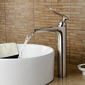 abordables Clásico-grifo del lavabo del baño - grifos de baño monomando de un solo mango con centro de cromo en cascada
