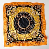 cheap Scarves-1pcs 90*90cm Fashion Chain Print Scarves Women Shawl Satin Hijab Female Bandana Square Ladies Foulard Wrap Pareo Headcloth