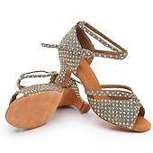 Per donna Scarpe per balli latini Scarpe da ballo Al coperto Professionale Chacha Paillettes cristallo glitterato ingioiellato Soletta più morbida Tacco alto Punta tonda Fibbia Per adulto Marrone economico Scarpe per balli latini-Per donna Scarpe per balli latini Scarpe da ballo Al coperto Professionale Chacha Paillettes cristallo glitterato ingioiellato Soletta più morbida Tacco alto Punta tonda Fibbia Per adulto Marrone