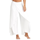 abordables jambe large et taille haute-femme jupe-culotte jambe large pantalon chino volants superposé extensible taille moyenne basique décontracté / sportif décontracté quotidien noir blanc s m été printemps&amp;amp; automne