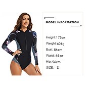 abordables Lycra de surf-Femme Maillot Anti UV Maillot de bain 1 pièce Protection solaire UV UPF50+ Respirable Manches Longues Le Maillot de corps Maillot de bain Zip sur le devant Natation Surf Plage Sports nautiques Imprimé