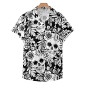 abordables Impression Rétro Vintage-Homme Crânes Chemise Chemise hawaïenne Chemise Aloha Manche Courte Chemise Col rabattu Mode Design Décontractées Plein Air Casual du quotidien Noir / Blanc Rouge Bleu S M L