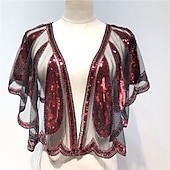 economico Scialle del Capo-Bolero scintillante degli anni &#039;20 scialli da donna coprispalle vintage senza maniche con paillettes per feste matrimoni e ospiti primavera estate autunno per fare colpo