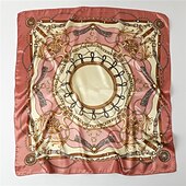 cheap Scarves-1pcs 90*90cm Fashion Chain Print Scarves Women Shawl Satin Hijab Female Bandana Square Ladies Foulard Wrap Pareo Headcloth