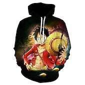 levne Kreslená a filmová postava-One Piece Opice D. Luffy Roronoa Zoro Kapuce Anime Animák Anime 3D 3D Harajuku Grafika Pro Pro páry Pánské Dámské Dospělé Zpátky do školy 3D tisk
