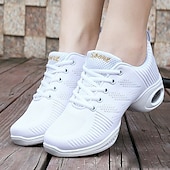 voordelige Danssneakers-ademende mesh danssneakers voor dames met vetersluiting en luchtkussenzolen – perfect voor zumba-, jazz- en fitnesstrainingen