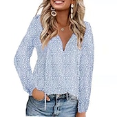 economico Top Grafici da Donna-Per donna Camicia Camicia in pizzo Blusa Top eleganti Leopardo A pois Streetwear Informale Manica lunga A V Top regolari Informale Giornaliero Per eventi Lacci Stampa Nero Verde chiaro Rosa Vino Blu