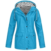 economico giacche casual-Per donna Giacca con cappuccio Essenziale Cerniera Tasche San Valentino Poliestere Cappotto Inverno Autunno Primavera blu navy Nero Rosa Cerniera Felpa Standard S M L XL XXL XXXL / Impermeabile