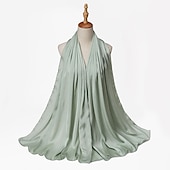 abordables Écharpes-musulman écharpe froissé châle femmes abaya solide hijab ramadan hijabs pour femme abayas robe turban instantané écharpe