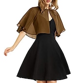 cheap Wedding Guest Wraps-Black Cape Shawl &amp; Wrap Women&#039;s Wrap Bolero Simple Sleeveless Chiffon Wedding Guest Wraps With Pure Color For Party Evening Spring &amp; Summer dress to impress