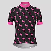 cheap Women&#039;s Jerseys-Women&#039;s Cycling Jersey Short Sleeve Bike Jersey Top with 3 Rear Pockets Mountain Bike MTB Road Bike Cycling Breathable Quick Dry Moisture Wicking Reflective Strips Violet Black Pink Flamingo Sports