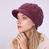preiswerte Hüte-warme Strickmütze Winterfrauen solide Mütze Outdoor winddichter Gehörschutz Skifahren Wandern Mädchen Mützen