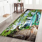 baratos tapetes para sala e quarto-Linda paisagem madeiras tecido de flanela impresso colchão de entrada para casa colchão colchão de banheiro colchão
