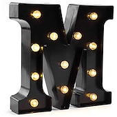 economico Luci decorative-luci a led per alfabeto e marquee arabe, lettere nere alimentate a batteria led per eventi, matrimoni, feste, compleanni, casa, bar, nuovo design, nero fresco