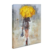 cheap People Paintings-Handmade Oil Painting Canvas Wall Art Decoration Figure Portrait Woman With Umbrella for Home Decor Rolled Frameless Unstretched Painting