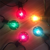 olcso LED szalagfények-G40 Globe Patio String Lights Kültéri 7,62m/25FT 25 Átlátszó Többszínű G40 Izzókkal Függőleges Belső és Külső String Lámpák a Hátsó Kert Bistro Piac Kerti Parti Dekorációhoz Fekete Dróton