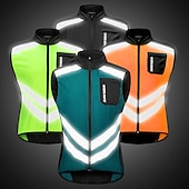 voordelige Herenjassen &amp; Gilets-WOSAWE Voor heren Wielrenvest Mouwloos Bergracen Wegwielrennen Marine Zwart Groen Fietsen Ves / Mouwloos Shirt Winddicht Reflecterende strips Achterzak Sport Effen Kleur Kleding / Gevorderd / Rekbaar