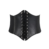 economico cintura-Per donna Cintura larga Cintura a corsetto Similpelle Senza fibbia Geometrica Da cerimonia Feste Giornaliero Bianco Nero Rosso Caffè