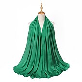 abordables Écharpes-musulman écharpe froissé châle femmes abaya solide hijab ramadan hijabs pour femme abayas robe turban instantané écharpe