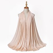 abordables Écharpes-musulman écharpe froissé châle femmes abaya solide hijab ramadan hijabs pour femme abayas robe turban instantané écharpe