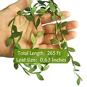 cheap HawaiianSummer Party-265 Ft Leaf Ribbon Artificial Vines Leaves String Trim Ribbon Wild Jungle Botanical Greenery for Baby Shower Party Wedding Home Wreaths &amp; DIY Craft