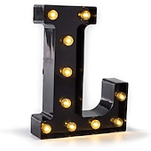 economico Luci decorative-luci a led per alfabeto e marquee arabe, lettere nere alimentate a batteria led per eventi, matrimoni, feste, compleanni, casa, bar, nuovo design, nero fresco