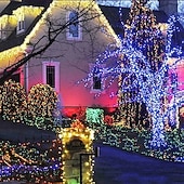 levne Solární řetězec světla-Venkovní pohádková řetězová světla solární 30m-300LED 50m-500LED vodotěsná dálková ovládání světla na stromy svatební párty sváteční dekorace zahrady