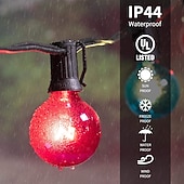 olcso LED szalagfények-G40 Globe Patio String Lights Kültéri 7,62m/25FT 25 Átlátszó Többszínű G40 Izzókkal Függőleges Belső és Külső String Lámpák a Hátsó Kert Bistro Piac Kerti Parti Dekorációhoz Fekete Dróton