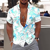 preiswerte Tropische Pflanzen-Herren Tropische Blumen Blätter Hemd Hawaiihemd Sommerhemd Aloha-Shirt Kurze Ärmel Hemd Umlegekragen Modisch Designer Brautkleider schlicht Outdoor Strasse Casual Weiß Gelb Rosa 3D-Druck S M L