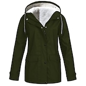 abordables ropa exterior activa para mujer-chaqueta de lluvia para mujer impermeable chaqueta de lana de senderismo invierno al aire libre cálido impermeable polar a prueba de viento con capucha parka prendas de vestir exteriores rompevientos gabardina superior con cremallera completa esquí pesca