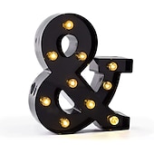 economico Luci decorative-luci a led per alfabeto e marquee arabe, lettere nere alimentate a batteria led per eventi, matrimoni, feste, compleanni, casa, bar, nuovo design, nero fresco