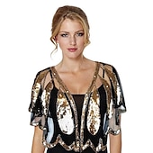 billige bryllup gjesteomslag-1920-talls Gatsby Glitter Bolero Kvinne Wrap Sjaler Vintage Ermløs Paillettes Wraps Med Pailletter Til Fest Bryllupsgjester Vår Sommer Høst kle deg å imponere