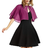 cheap Wedding Guest Wraps-Black Cape Shawl &amp; Wrap Women&#039;s Wrap Bolero Simple Sleeveless Chiffon Wedding Guest Wraps With Pure Color For Party Evening Spring &amp; Summer dress to impress