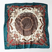cheap Scarves-1pcs 90*90cm Fashion Chain Print Scarves Women Shawl Satin Hijab Female Bandana Square Ladies Foulard Wrap Pareo Headcloth