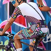 رخيصةأون السراويل القصيرة والجوارب والسراويل الرجالية-رجالي هندسي شورت ركوب الدراجات شورات الدراجة دراجة هوائية مريلة السراويل قيعان دراجة جبلية دراجة الطريق رياضات 3D وسادة ركوب الدراجات سريع جاف رطوبة فتل أرجواني سباندكس ملابس ملابس ركوب الدراجات