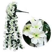 preiswerte Künstliche Pflanzen &amp; Blumen-Lebendiger künstlicher hängender Orchideenstrauß, Simulationsblumenrebe, violette hängende Blumenrebe, Wandbehang, Orchideen-Hängekorb, Blumenbalkon, Heimdekoration, Blumenwand für Hochzeit, Gartendekoration