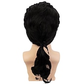 cheap Movie Character Wigs-Vampire Wig Vincent Vega Wig  Men&#039;s/Boy&#039;s Black Wave Braid Cosplay Wig  Black Synthetic Wigs Halloween Wigs