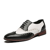 billige Formell-Klassiske hvite og brune wingtip oxford brogue-sko tilskuere for menn, ekte skinn Gatsby-inspirerte vintage-sko fra 1920-tallet til bryllup, jazzfester og formelle arrangementer