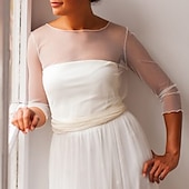 tanie Chusty ślubne-Damski Żakiet Opaski Chiffon i Tkaniny Przejrzyste Ślubna Ochrona Przed Słońcem Długie Rękawy Tulle Opaski Ślubne w Czystym Kolorze Na Ślub we wszystkich porach roku by zaimponować