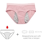 ieftine Chiloți-lenjerie de corp pentru perioada, chiloți menstruali din bumbac hipster rezistenti la scurgeri pentru femei, cu flux intens, kit de început pentru prima perioadă, slipuri ținute acasă