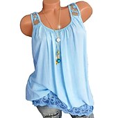 cheap Tank Tops &amp; Camis-Women&#039;s Plus Size Camisole Tank Top White Lace Shirt Basic Casual Solid Color Lace Patchwork Sleeveless Regular Tops Strapless Daily Going out Weekend Black White Pink Blue Green Summer