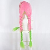 Χαμηλού Κόστους Περούκες Anime-Περούκες για Στολές Ηρώων Ροζ Πράσινο Ανάμεικτο Χρώμα Ίσιο Συνθετικά μαλλιά Μακρύ Περούκες Γυναικεία Περούκες Για πάρτι