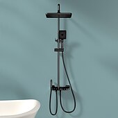 cheap Outdoor Shower Fixtures-Shower Faucet,Rainfall Shower Set Piano Digital Intelligent Brass Bathroom Faucets Hot Cold Waterfall Tap Rainfall Gray/White/Black Shower System