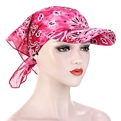 cheap Hats-Women Bandana Scarf Cap Sunscreen Hedging Cap Printed Brim Baseball Cap Colorful Sunshade Hooded Scarf Headpiece Headscarf Baseball Hat
