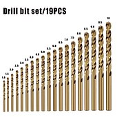 cheap Drill Bit Set-19pc/lot 1mm-10mm Titanium Metalworking Hard Metal HSS Twist Drill Bit Set For Drilling Stainless Steel