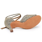 Per donna Scarpe per balli latini Scarpe da ballo Al coperto Professionale Chacha Paillettes cristallo glitterato ingioiellato Soletta più morbida Tacco alto Punta tonda Fibbia Per adulto Marrone economico Scarpe per balli latini-Per donna Scarpe per balli latini Scarpe da ballo Al coperto Professionale Chacha Paillettes cristallo glitterato ingioiellato Soletta più morbida Tacco alto Punta tonda Fibbia Per adulto Marrone