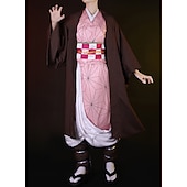 Χαμηλού Κόστους Κοστούμια Anime-Kamado Nezuko Anime Στολές Ηρώων Σύνολα Κιμονό Κοστούμια Cosplay Επίστρωση Εσώρουχα Επιγονατίδες Για Γυναικεία Ενήλικες