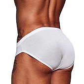 cheap Men&#039;s Briefs Underwear-Men&#039;s 1pack Basic Panties Briefs Print Cotton Antibacterial Leak Proof Pure Color Mid Waist Black White